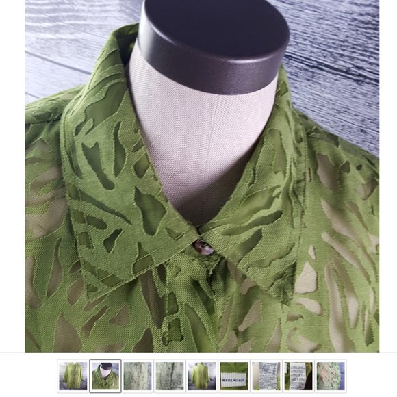 Vintage White Stag Women Sheer Tops Sz 12-14 Green See through - Picture 2 of 8